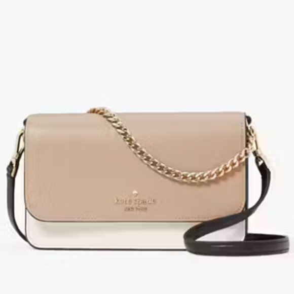 BNWT Kate Spade Madison Willow Mini Flap Crossbody purse, Toasted Hazelnut Multi - Picture 1 of 7